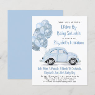 Budget Blue Car Drive By Baby Sprinkle Invitation