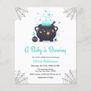 Budget Blue Cauldron Halloween Baby Shower Invite Flyer