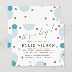 Budget Blue Confetti Boy Baby Shower Invitation