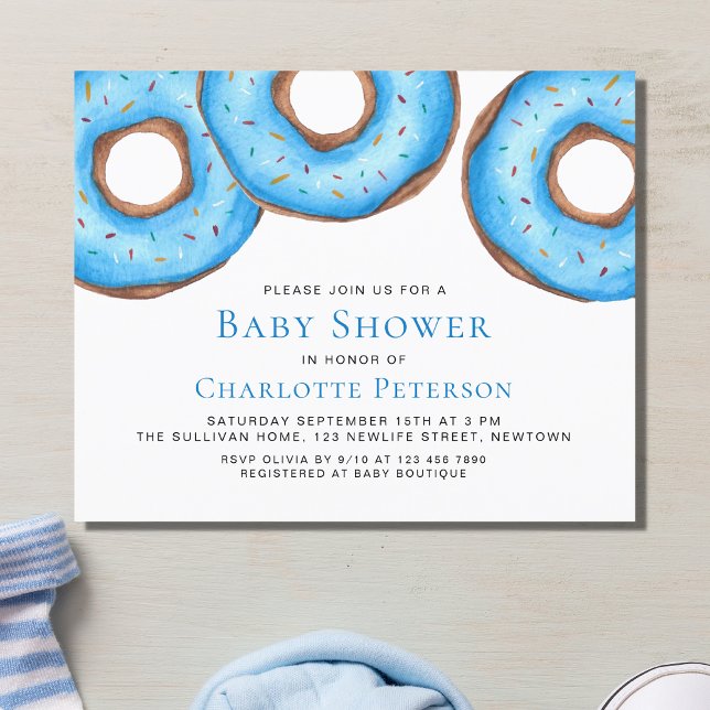 Budget Blue Doughnuts Boy's Baby Shower Invitation (Creator Uploaded)