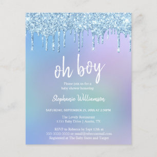  Budget Blue Dripping Glitter Boy Baby Shower 