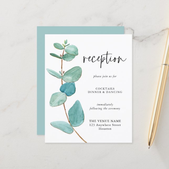 Budget Blue Eucalyptus Wedding Reception Details (Front/Back In Situ)