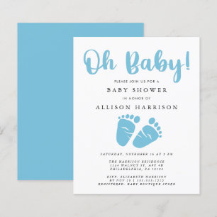 Budget Blue Feet Baby Boy Shower Invitation
