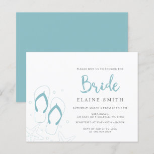 Budget Blue Flip Flops Beach Bridal Shower Invite