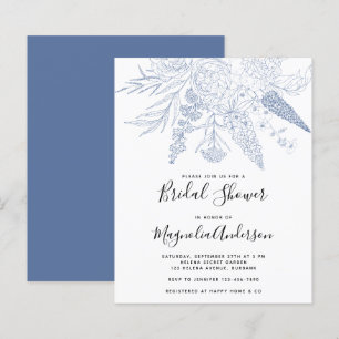BUDGET Blue Floral Bridal Shower Invitation