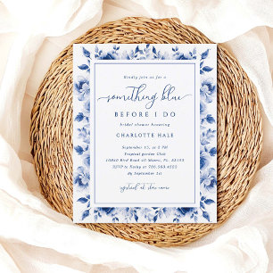 Budget Blue Floral Bridal Shower Invitation