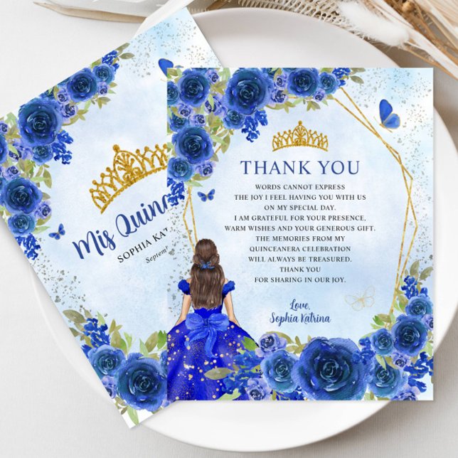 Budget Blue Floral Princess Quinceañera Thank You (Creator Uploaded)