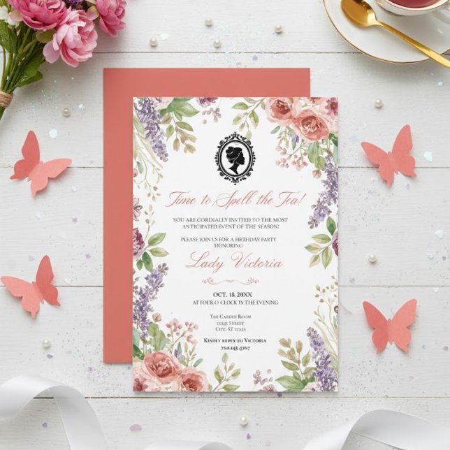 Budget Blue Florals Bridgerton Birthday Party Invitation (Creator Uploaded)