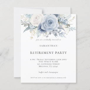 Budget Blue Florals Retirement Party Invitation