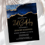 Budget Blue Gold Agate 21st Birthday Invitation<br><div class="desc">This trendy 21st birthday invitation features a watercolor image of an agate geode in shades of blue with faux gold highlights. The words "21st Birthday" appear in faux gold glitter in decorative modern handwriting font. Customise it with the name of the honoree in gold coloured text and the details in...</div>