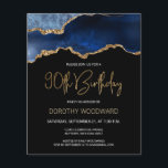 Budget Blue Gold Agate 90th Birthday Invitation<br><div class="desc">This trendy 90th birthday invitation features a watercolor image of an agate geode in shades of blue with faux gold highlights. The words "90th Birthday" appear in faux gold glitter in decorative modern handwriting font. Customise it with the name of the honoree in gold coloured text and the details in...</div>