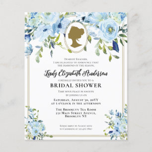 Budget Blue Gold Florals Regency Bridal Shower