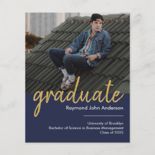 Budget Blue Gold Photo Graduation Announcement