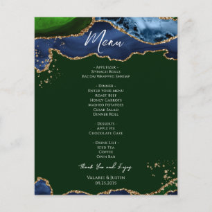 Budget Blue Green Agate Wedding Menu