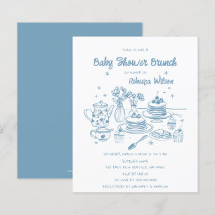 Budget Blue Hand Drawn Boy Baby Shower Brunch