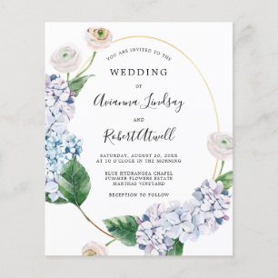 Budget Blue Hydrangea Wedding Invitation Flyer