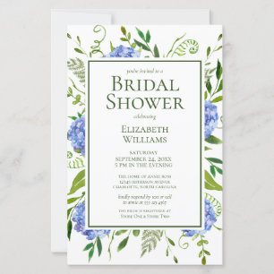 Budget Blue Hydrangeas Watercolor Bridal Shower