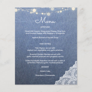 Budget Blue Jeans, String Lights & Lace Menu