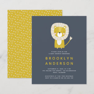 BUDGET Blue Lion Boy Baby Shower Invitation