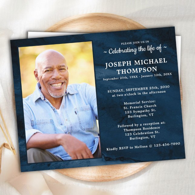 Budget Blue Marble Celebration Of Life Invitation (Creator Uploaded)