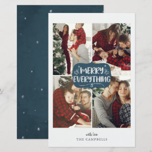 Budget Blue Merry Everything 4 photo holiday card