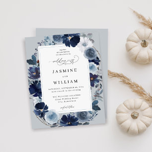 Budget Blue & Navy Floral on Blue Grey Wedding