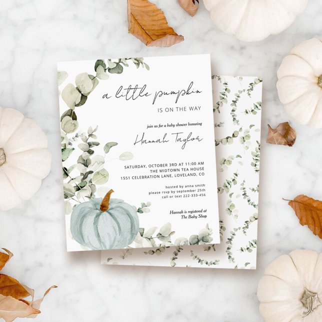Budget Blue Pumpkin Baby Shower Invitation (Creator Uploaded)