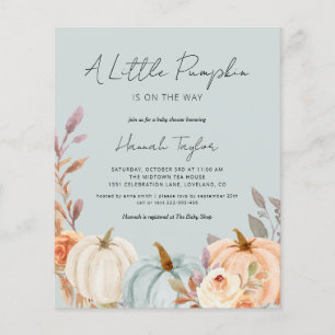 Budget Blue Pumpkin Fall Baby Shower Invitation
