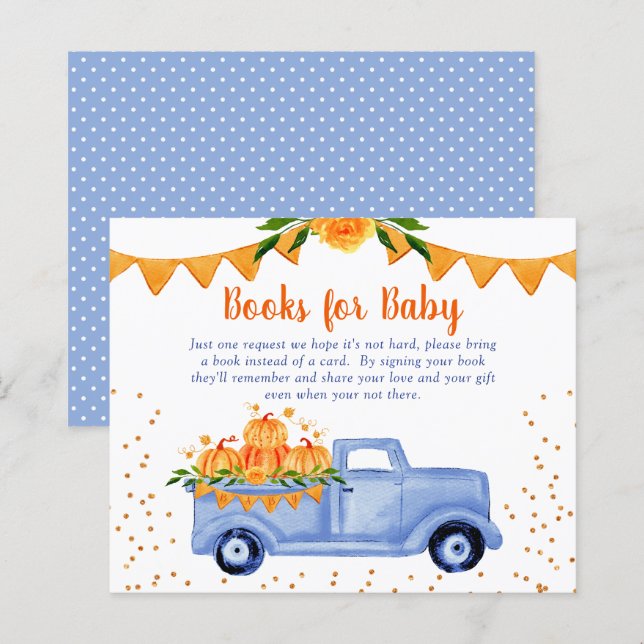 Budget Blue Pumpkin Truck Books for Baby Card (Front/Back)
