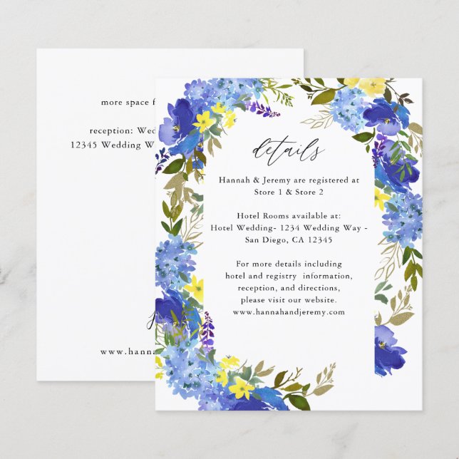 Budget Blue Purple & Yellow Floral Details (Front/Back)