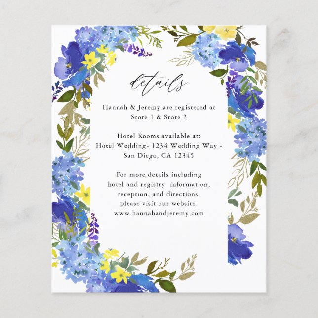 Budget Blue Purple & Yellow Floral Details Flyer (Front)