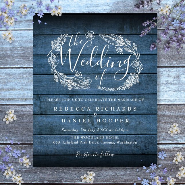 Budget Blue Rustic Wood Foliage Wedding Invite (Budget Blue Rustic Wood Foliage Wedding Invite
)