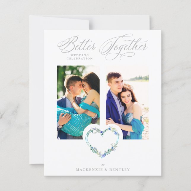 Budget Blue Shades Grey Floral Heart 2 Photos  (Front)