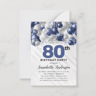 Budget Blue Silver Balloon Glitter 80th Birthday Card
