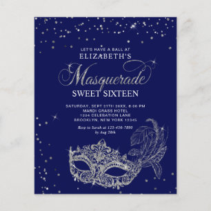 BUDGET Blue Silver Photo Masquerade Sweet 16