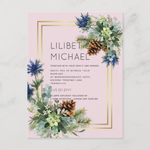 BUDGET  Blue Thistle Eucalyptus Wedding Wonderland Postcard