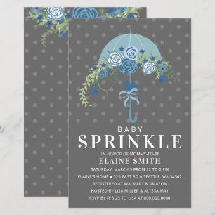 Budget Blue Umbrella Boy Baby Shower Invitation