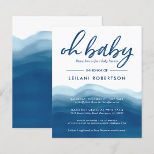 Budget Blue Watercolor Baby Boy Shower Invitation