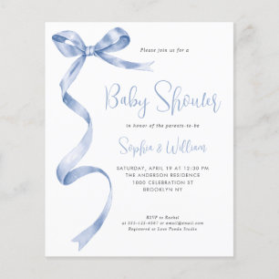 Budget Blue Watercolor Bow Ribbon Boy Baby Shower