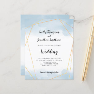 Budget Blue Watercolor Gold Geometric Wedding