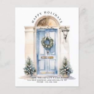 BUDGET Blue White Christmas Door New Home Holiday