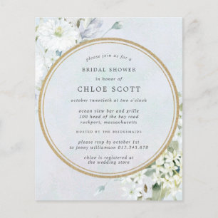 Budget Blue White Floral Bridal Shower Invitation