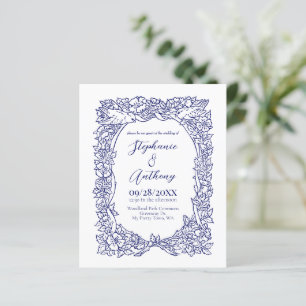 Budget Blue White Wildflower Bird Drawing Wedding