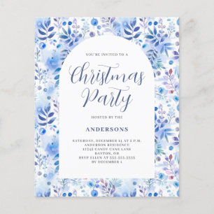 Budget Blue Winter Foliage Christmas Invitation Flyer