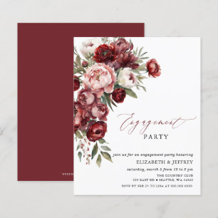 Budget Blush Burgundy Engagement Party Invitations