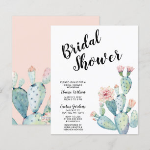Budget Blush Cactus Bridal Shower Invitations