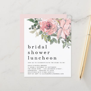 Budget Blush Florals Bridal Shower Luncheon Invite