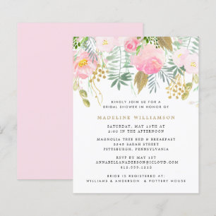 Budget Blush Gold Floral Couple Shower Invitation 