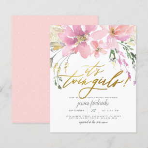 Budget Blush Gold Twin Girls Floral Baby Shower