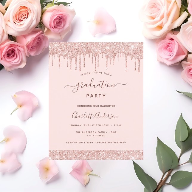 Budget blush graduation party rose gold glitter (Creator Uploaded)